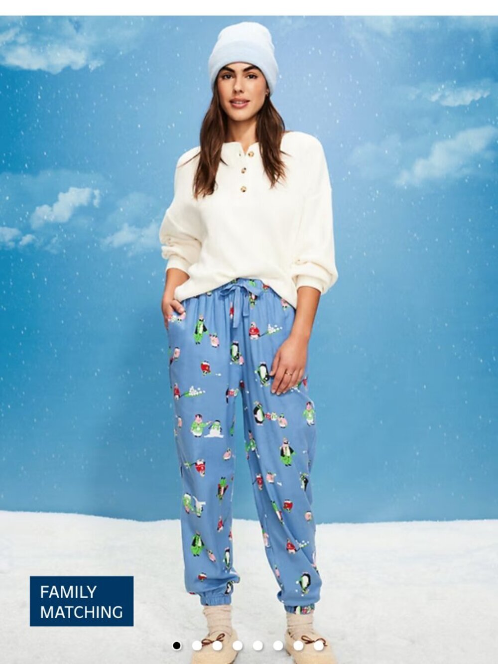 Old Navy Penguin Pajama Pants High-Waisted Flannel Jogger Size Large NWT
